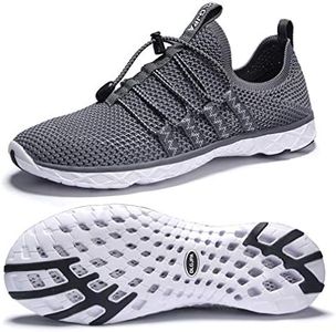 DLGJPA Men's Lightweight Quick Drying Aqua Water Shoes Athletic Sport Walking Shoes Grey Size: 10.5