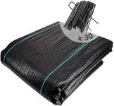 VOUNOT Weed Control Membrane 2m x 10m, with 30 Securing Pegs, Heavy Duty Weed Control Barrier Fabric, Landscape Ground Cover Suppressant Membrane for Garden, UV Stabilised
