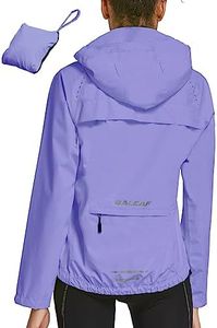 BALEAF Women's Rain Jackets Waterproof Windbreaker Windproof Lightweight Running Cycling Jackets Reflective Packable Hooded Purple M