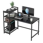 HOMIDEC Computer Desk, Computer Desk with Bookshelf, Study Computer Laptop Table with 4 Tier DIY Storage Shelves Writing Table for Home Office Bedroom-120x60x110cm