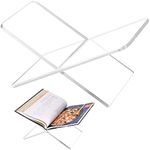 DECORANY Acrylic Book Holder 28 x 18 x 15 cm Open Large Book Display Stand for Cookbook Art Book Bible Guest Book - 2-Piece Coffee Table Book Stand for Reading - Clear, Transparency