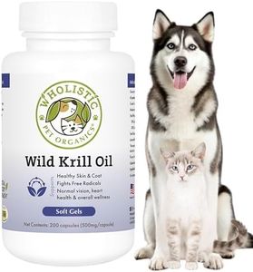 Wholistic Pet Organics Krill Oil for Dogs and Cats - Premium Antioxidant Support for Pets - Cat and Dog Skin and Coat Supplement with EPA, DHA, Astaxanthin - Omega 3 for Dogs and Cats - 200 Soft Gels