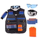 Tactical Vest Kit for Nerf Guns N-Strike Elite Series with Refill Darts,Reload Clips, FaceTube Mask, Hand Wrist Bands and Protective Glasses,Nerf Vest Toys for Boys & Girls