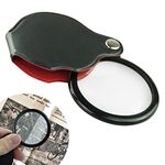 SZXMDKH 2 Pack Folding Pocket Magnifying Glass Mini Pocket Magnifier 6X Folding Pocket Magnifier with Cortical Protective Cover for Reading, Crafts, Science Class, Hobby, Jewelry