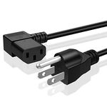 TNP Universal 90 Degree Power Cord NEMA 5-15P to IEC320 C13 Power Cord UL 15A 125V 18AWG Right Angle Computer Power Cable Heavy Duty NEMA to IEC Cable Plug for TV, PC, Computer, Printer (10 Ft, Black)