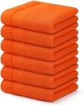 Homaxy 100% Cotton Waffle Weave Kitchen Towels, 13 x 28 Inches Super Absorbent and Machine Washable Dish Towels for Drying Dishes, 6-Packs, Reddish Orange