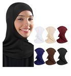 PAROPKAR 4 Pieces Modal Hijab Cap Adjustable Stretchy Turban Full Neck Cover Shawl Cap Full Neck Coverage for Lady (Multi Colour - 07)