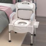 Commode Chair,Bedside Commode Height Adjustable Adult Bedside Toilet For Seniors, Easy to Assemble with Non-Slip Rubber Tips Removable Bucket for Portable Toilet for Adults Seniors 660 lbs (C)