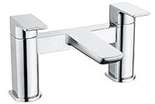 KINGBATH™ Bath Filler Mixer Tap Faucet Bathtub Bathroom Sink Hot and Cold Solid Brass Modern Double Lever Handle Chrome Plated