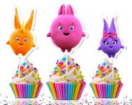 pc 10 s Sunny Bunnies Cuake Toppers - Delightful Sunny Bunny Decorations for Lovely Characters Celebrations!