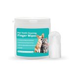 Pet Teeth Cleaning Finger Wipes, Remove Bad Breath by Removing Plaque and Tartar Buildup No-Rinse Dog Finger Toothbrush, Disposable Gentle Cleaning & Gum Care Pet Wipes, 50 Counts