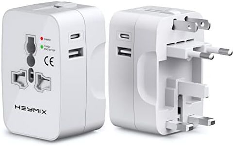 Heymix International Power Adapter, Universal Travel Adapter USB C, World Travel Power Plug With USB, All In One Travel Plug Adapter For EU/US/UK/India/Bali To AUS Compatible With Iphone/Sumsang/Pixel