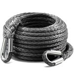 Kolvoii Winch Rope Extension 3/8" x 50ft 26,500 Lbs, Synthetic Winch Cable Line Extension for Off Road Vehicle ATV UTV Truck etc - Grey