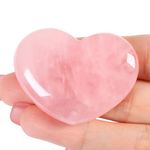 AWARDSEN 45 mm Rose Quartz Crystal Heart, Big Healing Crystals Stone, Natural Love Hearts Gemstones, Pocket Palm Stones for Anxiety Relief, Crystal Gifts for Women, Valentines Day Gifts for Her