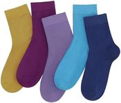 SERISIMPLE Women Thin Viscose Bamboo Socks Crew Lightweight Above Ankle Casual Dress Sock For Ladies Bootie Trouser 5 Pairs (Royal Colors, Medium)