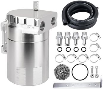 EVIL ENERGY Oil Catch Can, 300ML Baffled Oil Can, Universal Aluminum Air Oil Separator Breather Tank with 3/8" ID 5FT NBR Fuel Hose Kit
