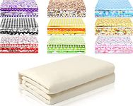 Quilt Batting and 50 DIY Quilting Fabric Warm and Natural Batting Cotton Thin Batting for Quilts Printed Pattern Quilting Squares Crafting Fabric Bundles for Sewing Supplies Patchwork Accessories