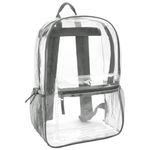 Trail maker Clear Backpack Heavy Duty with Padded Straps, Side Pockets for Kids, Boys, Girls, School, Stadium Approved Events, Gray, S, Clear