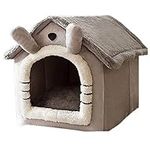 xujyesam Cat Beds for Indoor Cat,Cat Bed Super Soft Large Grey Cat Bed,Foldable Dog Pet Bed Warm House for Puppy,Kitten (L)