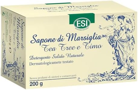 ESI - Sapone di Marsiglia Solido, con tea tree e timo, Idrata, Nutre e Lenisce la Pelle, Azione Protettiva della Cute, Dermatologicamente Testato, Senza Profumi e Coloranti, 200 g