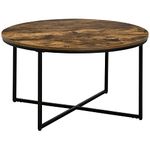 HOMCOM Coffee Table, Industrial Round Side Table with Metal Frame, Large Tabletop for Living Room, Bedroom, Rustic Brown