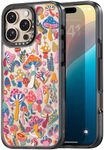 Rosarnnah Compatible for iPhone 16 Pro case Cute - Durable Shockproof 6.6 ft Drop Impact Phone Case - Black Funny Mushroom Jungle Design for iPhone 16 Pro 6.3"