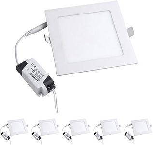 MODOAO 5 Pack 9W LED Panel Light Lamp Ultrathin Square LED Recessed Downlight Panel Ceiling Lighting with LED Driver AC85-265V Hole Size 135MM (9W Warm White)