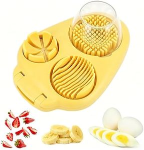 3 In 1 Egg Slicer for Hard Boiled Eggs, 2026 New Stainless Steel Egg Cutter, Multifunctional Vegetable Cutter for Home Kitchen, Compact Fruit Slicer for Family (Yellow)
