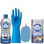 Barkeeper's friend, Cooktop Cleaning Bundle | Barkeepers Friend Cookware Cleanser & Polish 340-g | Barkeepers Friend Multi-Purpose Cooktop Cleaner, Fresh 368-g | Large Gloves | Sponge