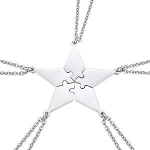 5Pcs Puzzle Collier Étoile à Cinq Branches Meilleur Ami Couples Collier Pièce de Puzzle Pendentif Collier Porte-Clés pour Femmes Hommes Amitié ( )