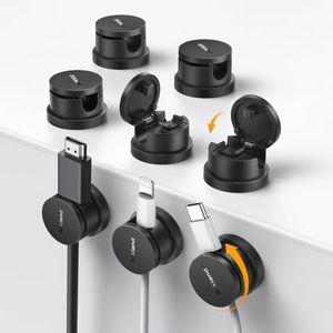Silkland 8 Pack Rotatable Cable Clips, [1Sec Snap-Lock, Anti-Pop Out]Desk Cord Organizer, Adhesive Cord Holder for Nightstand, Phone Charger Cable Management, Wire Keeper For Home,Car,Office Accessory