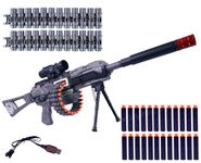 Toyshine Dual Mode 110cm Soft Foam Bullet Blaster Rechargeable Automatic Gun Toy with 24 EVA Soft Bullets Long Range Target Shooting Game Toy for Kids