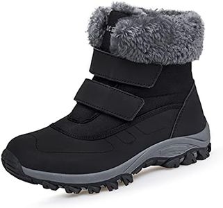 Winter Ankle Snow Boots with Warm Fur Lining Waterproof Women Warm Hiking Booties Anti Slip Shoes Black UK 7 EU 40