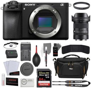 Sony a6700 Mirrorless Camera Bundled with Sigma 18-50mm f/2.8 DC DN Lens + 64GB Memory Card + Photo Starter Kit + Camera Case + Charger + 55mm Filter + Cleaning Cloth (8 Items)