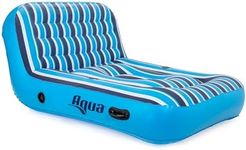 Aqua Ultra-Comfort Floating Pool Chair & Lake Raft with Pillow – 2-Person Heavy Duty Pool Float, Lake Floating Chair – Navy/White Stripe