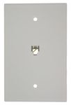 Leviton 40549-W Type 625B4 Telephone Midway Wall Plate Flush Mount Jack, 1 Modular 6P4C Jack, Screw Terminals, White