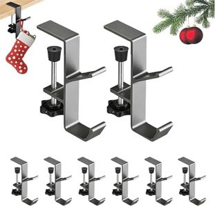 Garland and Stocking Mantel Hangers, 2 in 1 Upgraded Adjustable Desk Clamp Hooks - 8pcs (Grey)