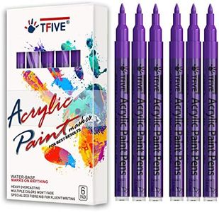 Purple Marker Paint Pens - 6 Pack Acrylic Purple Permanent Marker, 0.7mm Extra Fine Tip Paint Pen for Art Projects, Drawing, Rock Painting, Ceramic, Glass, Wood, Plastic, Metal, Canvas DIY Crafts