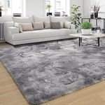 Leesentec Area Rugs for Living Room Bedroom Carpet Fluffy Rugs Shaggy Dining Room Area Rug Super Soft Indoor Modern Silky Smooth Fur Non-Slip Home Floor Rugs (White Gray, 6.5'*8.2'(200X250cm))