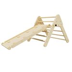 Benarita Pikler Triangle 2 in 1, Folding Wooden Triangle Climber with Ramp, Indoor Climbing Toys for Toddlers, Montessori Climbing Toys for Kids Gym Playground (TRI-CL-S)