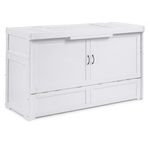Night & Day Furniture Murphy Cube Cabinet Bed Queen – Solid Hardwood Fold-Out with 6” Gel Memory Foam Mattress – White Finish, Space-Saving Freestanding Cabinet Bed
