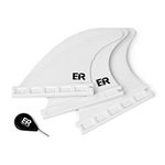 Eisbach Riders Surfboard Future Fin Thruster Set with Fin Key (Size G5 Medium) - Fins for Kiteboard and Surfboard (White)