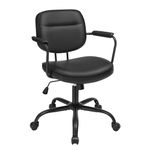 VASAGLE Office Chair, Desk Chair, Vanity Chair with Back, Individual Armrest Structure, Synthetic Leather, Adjustable Height, for Home Office, Ink Black UOBG033B02