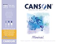 Canson Montval 300gsm watercolour practice paper pad including 100 sheets, size:24x32cm, natural white and Cold Pressed (Not)