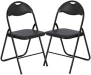 GAOMON Folding Chairs 2 Pack, Outdoor & Indoor Event Portable Metal Folding Chairs with Cushion, Non-Slip Feet Pads Stackable Chairs, Black