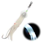 Dr.Fish Saltwater Squid Fishing Lures, 6" LED Fishing Lures 6/0 Hooks Squid Jig Halibut Lincod Jig Salmon Trolling Lures Deep Drop Light Flasher Offshore Lures Mackerel Tuna Striper Lures Colorful