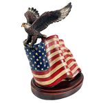 Urbalabs Bald Eagle On a USA Flag 9.5 Inch Indoor Outdoor Office Desk or Fireplace Mantle Statue for Patriotic Garden Décor Hand Painted Freedom Flag Bald Eagle Statue (Eagle On Flag)