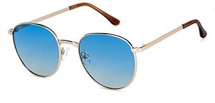 Vincent Chase By Lenskart | Blue Gold Full Rim Round Stylish Sunglasses | Polarized and UV Protected | For Men and Women | Small | VC S14084