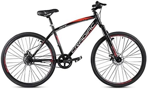 Cradiac Discover PRO Single Speed Steel High Performance Hybrid Cycles for Men with Front Suspension & Disc Brakes | Ideal for 15+ Years, Unisex, Frame Size : 18.5 Inch | 700 * 35C Tires