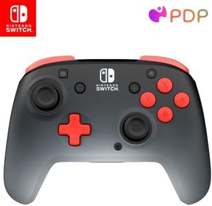 PDP REMATCH Enhanced Wireless Nintendo Switch Pro Controller, Rechargeable 40 hour battery power, Dual Programmable Gaming Buttons, 30-foot Connection, Licensed by Nintendo: Black Fade (Red & Black)